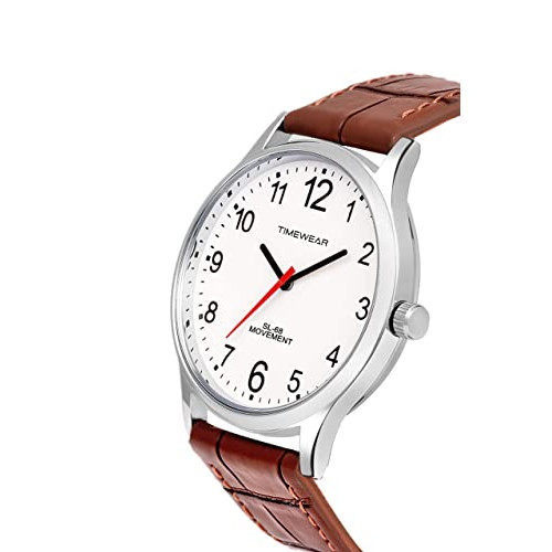 TIMEWEAR Analog Number Dial Leather Strap Watch for Men