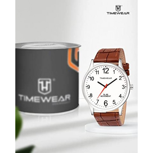 TIMEWEAR Analog Number Dial Leather Strap Watch for Men